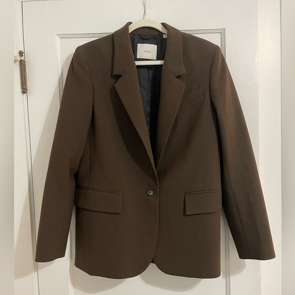 Aritzia Wilfred Generation Blazer in Heather Rich Cocoa
